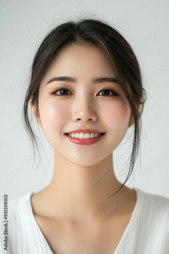 Asian woman positive smile on white background, beauty positive smile Asian woman positive smile on white background, beauty positive smile
