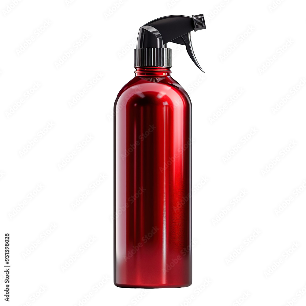 Front view of a red hair spray bottle with no labels isolated on a white transparent background. Front view of a red hair spray bottle with no labels isolated on a white transparent background.