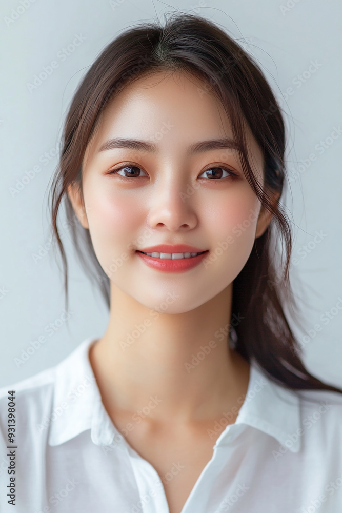 Asian woman positive smile on white background, beauty positive smile Asian woman positive smile on white background, beauty positive smile