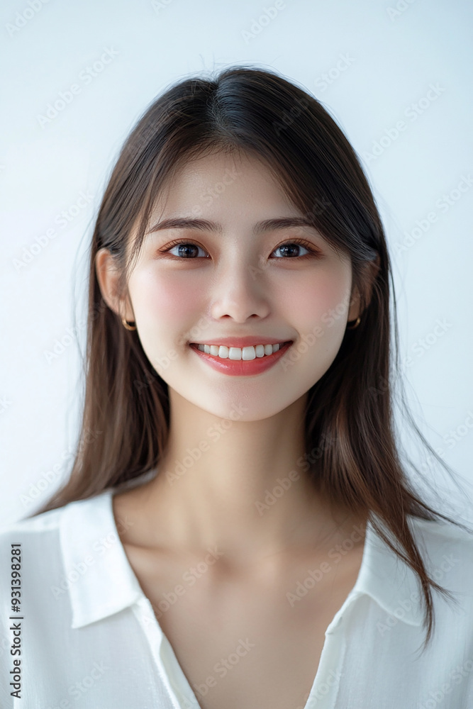 Asian woman positive smile on white background, beauty positive smile Asian woman positive smile on white background, beauty positive smile