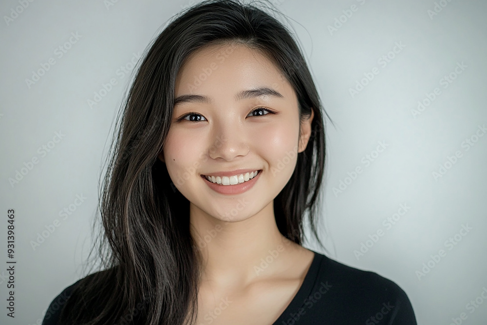 Asian woman positive smile on white background, beauty positive smile Asian woman positive smile on white background, beauty positive smile