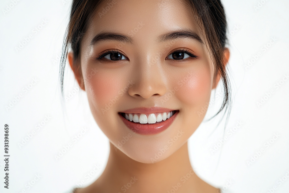 Asian woman positive smile on white background, beauty positive smile Asian woman positive smile on white background, beauty positive smile