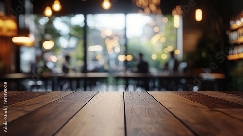 Wallpaper Mural Empty tabletop with a blurred background of people in a coffee shop, restaurant, or bar interior for a product display montage. Torontodigital.ca