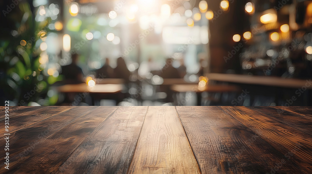Empty tabletop with a blurred background of people in a coffee shop, restaurant, or bar interior for a product display montage. Empty tabletop with a blurred background of people in a coffee shop, restaurant, or bar interior for a product display montage.