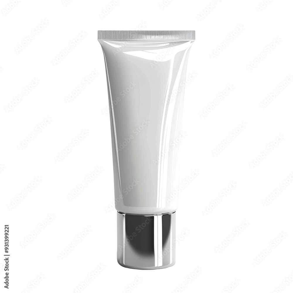 Front view of a white opaque CC cream tube with no labels isolated on a white transparent background. Front view of a white opaque CC cream tube with no labels isolated on a white transparent background.