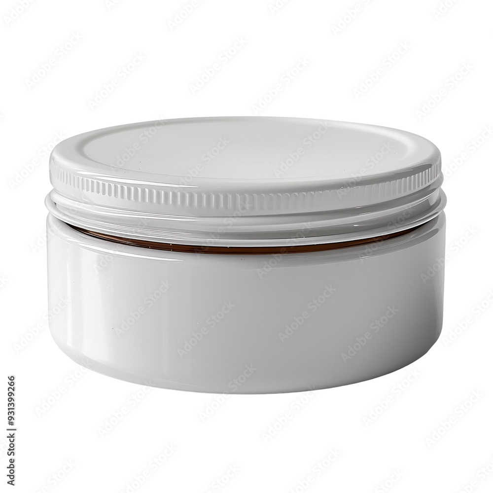 Front view of a white opaque body scrub jar with no labels isolated on a white transparent background. Front view of a white opaque body scrub jar with no labels isolated on a white transparent background.