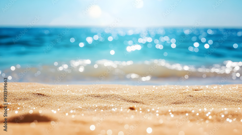 Beach And Sea - Summer Vacation On Sunny Sand With Glittering On Defocused Ocean - Focus In Foreground Beach And Sea - Summer Vacation On Sunny Sand With Glittering On Defocused Ocean - Focus In Foreground
