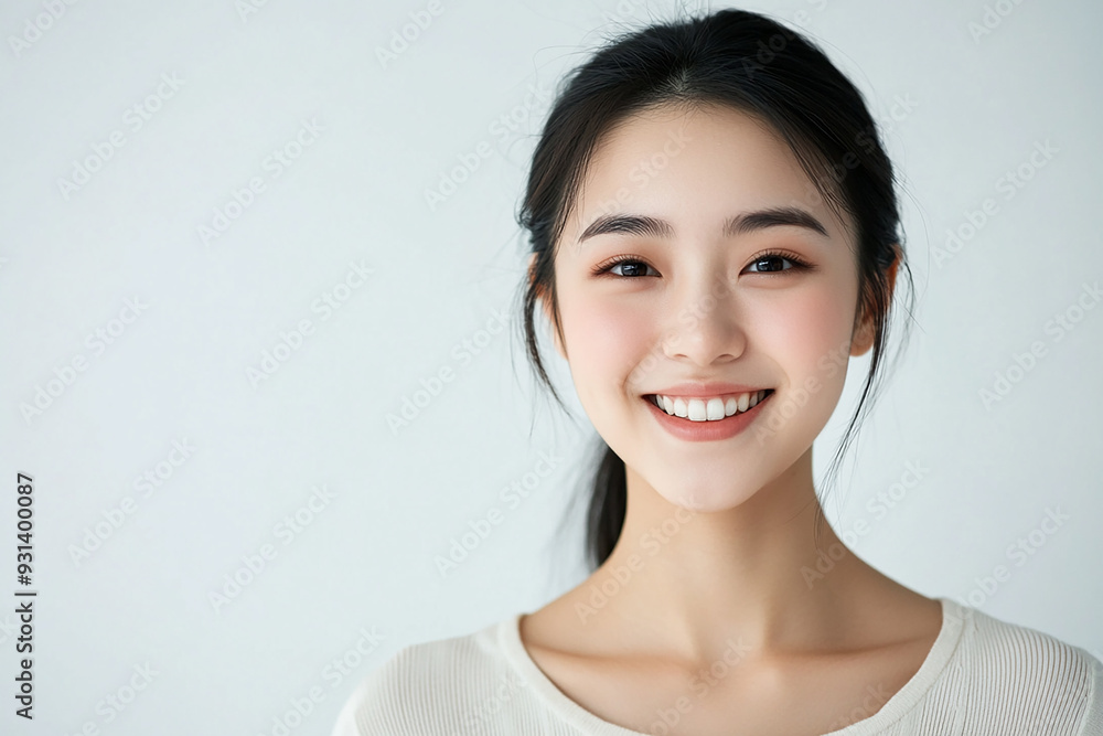 Asian woman positive smile on white background, beauty positive smile Asian woman positive smile on white background, beauty positive smile