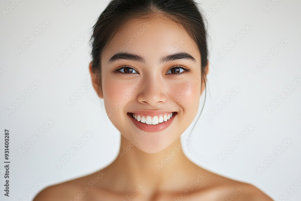 Asian woman positive smile on white background, beauty positive smile Asian woman positive smile on white background, beauty positive smile