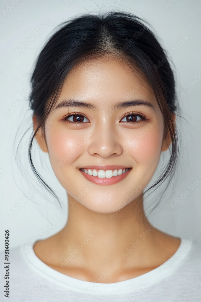 Asian woman positive smile on white background, beauty positive smile Asian woman positive smile on white background, beauty positive smile
