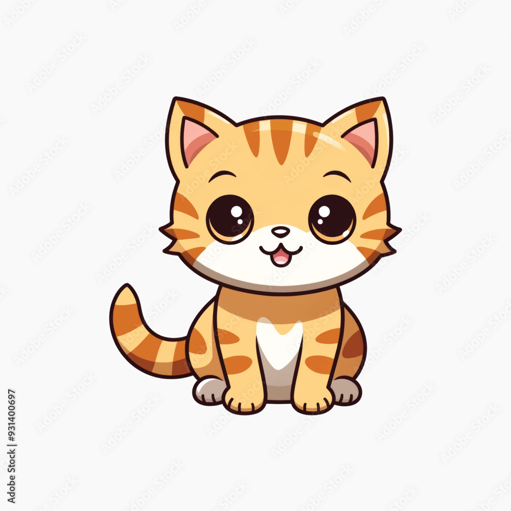 Cute cartoon orange tabby kitten