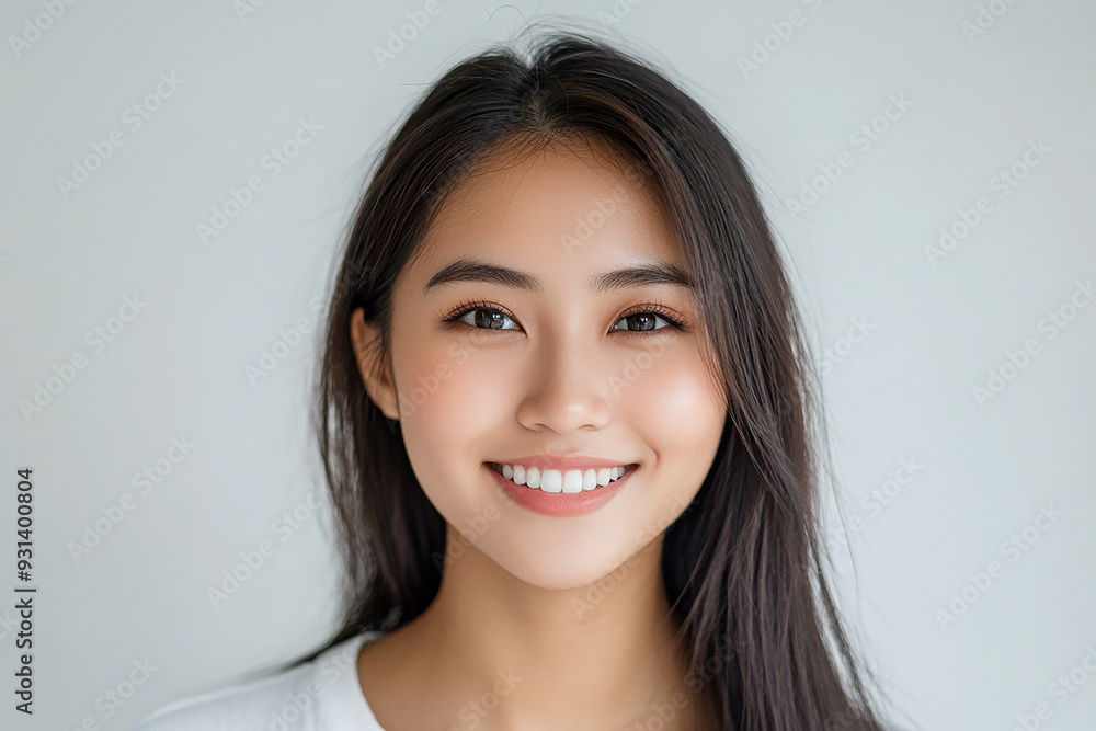 Asian woman positive smile on white background, beauty positive smile Asian woman positive smile on white background, beauty positive smile