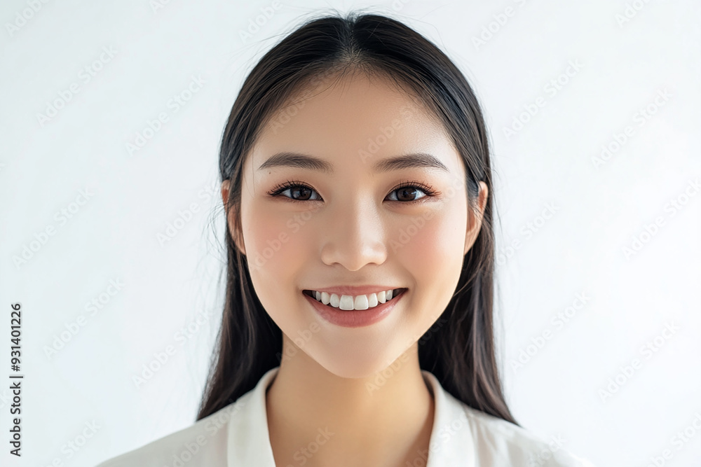 Asian woman positive smile on white background, beauty positive smile Asian woman positive smile on white background, beauty positive smile