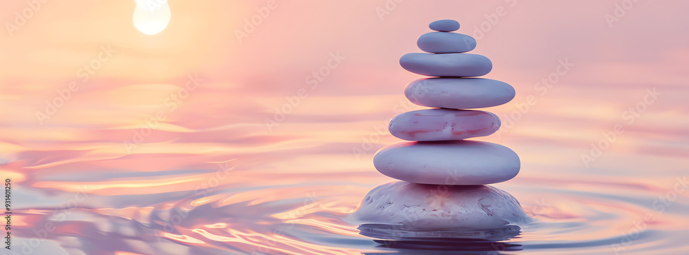 Obraz premium cairns at sunset, AI generated