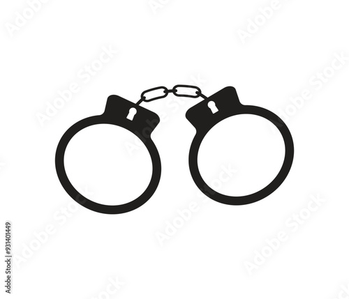Handcuffs or hand restraints for criminals flat vector icon for law enforcement apps and websites