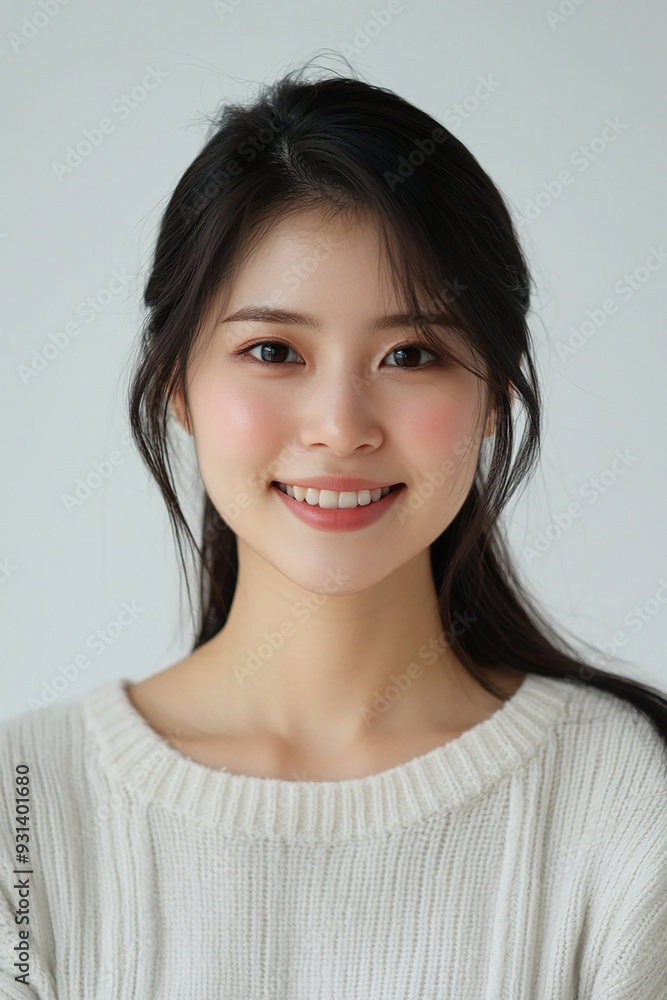Asian woman positive smile on white background, beauty positive smile Asian woman positive smile on white background, beauty positive smile