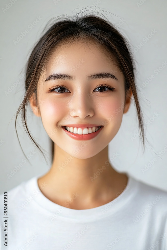Asian woman positive smile on white background, beauty positive smile Asian woman positive smile on white background, beauty positive smile