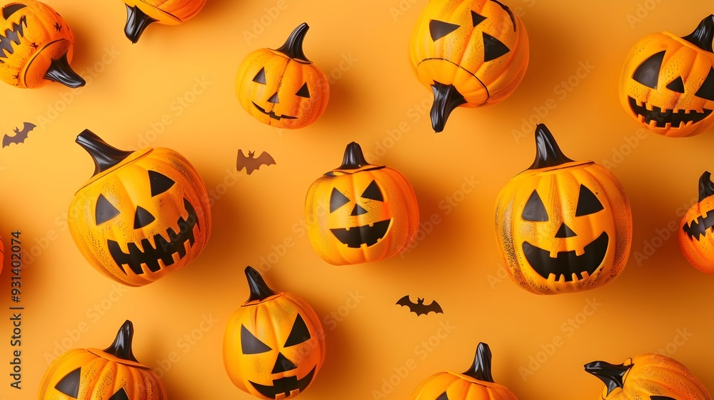 Bright and Playful Glowing Pumpkin Pattern for Halloween Theme with Clear Space Bright and Playful Glowing Pumpkin Pattern for Halloween Theme with Clear Space