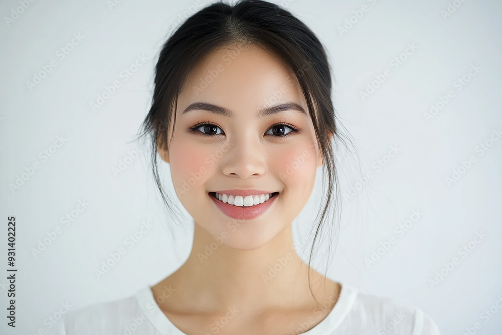 Asian woman positive smile on white background, beauty positive smile Asian woman positive smile on white background, beauty positive smile