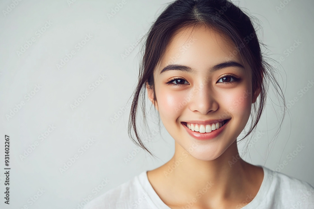Asian woman positive smile on white background, beauty positive smile Asian woman positive smile on white background, beauty positive smile