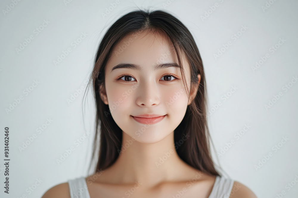 Asian woman positive smile on white background, beauty positive smile Asian woman positive smile on white background, beauty positive smile