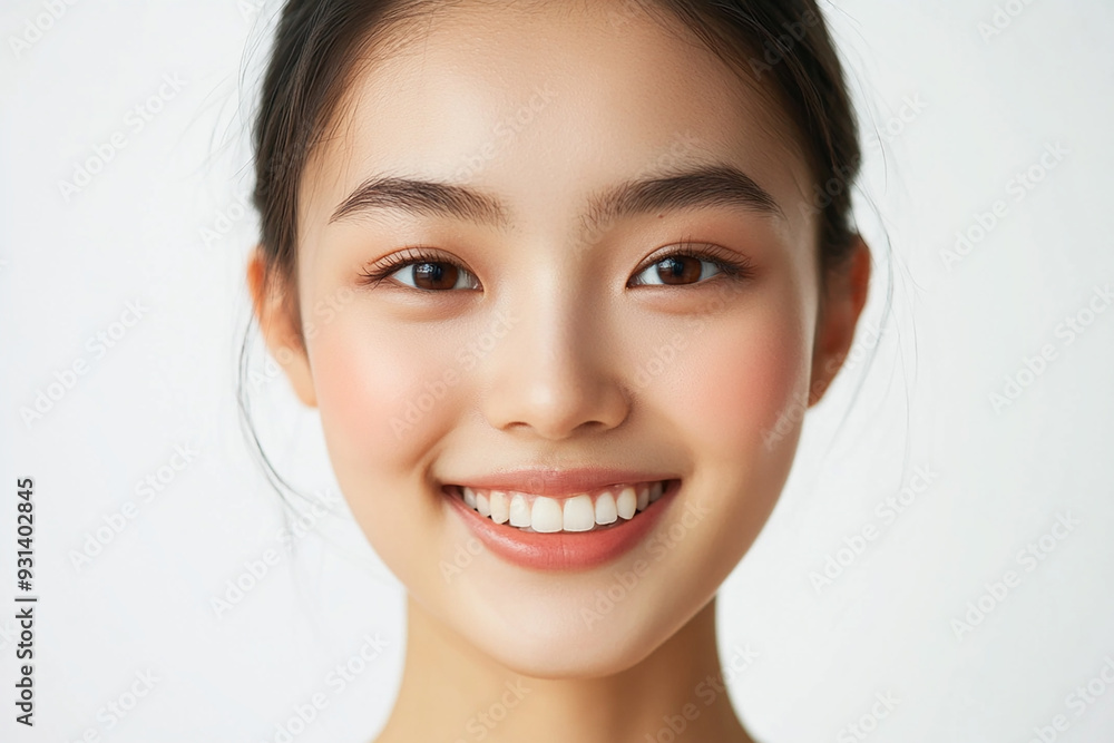 Asian woman positive smile on white background, beauty positive smile Asian woman positive smile on white background, beauty positive smile