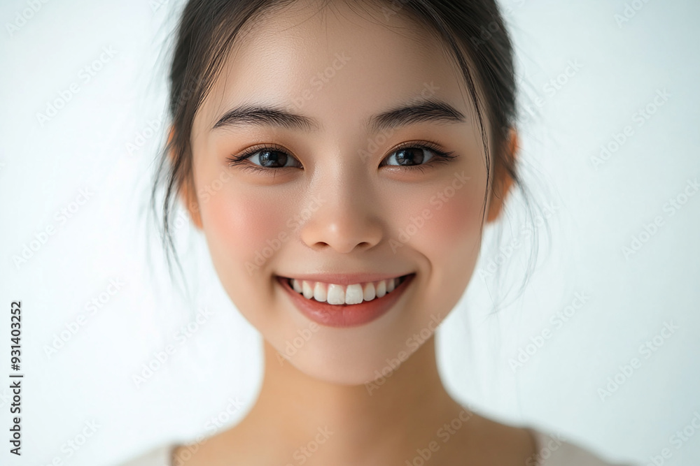 Asian woman positive smile on white background, beauty positive smile Asian woman positive smile on white background, beauty positive smile