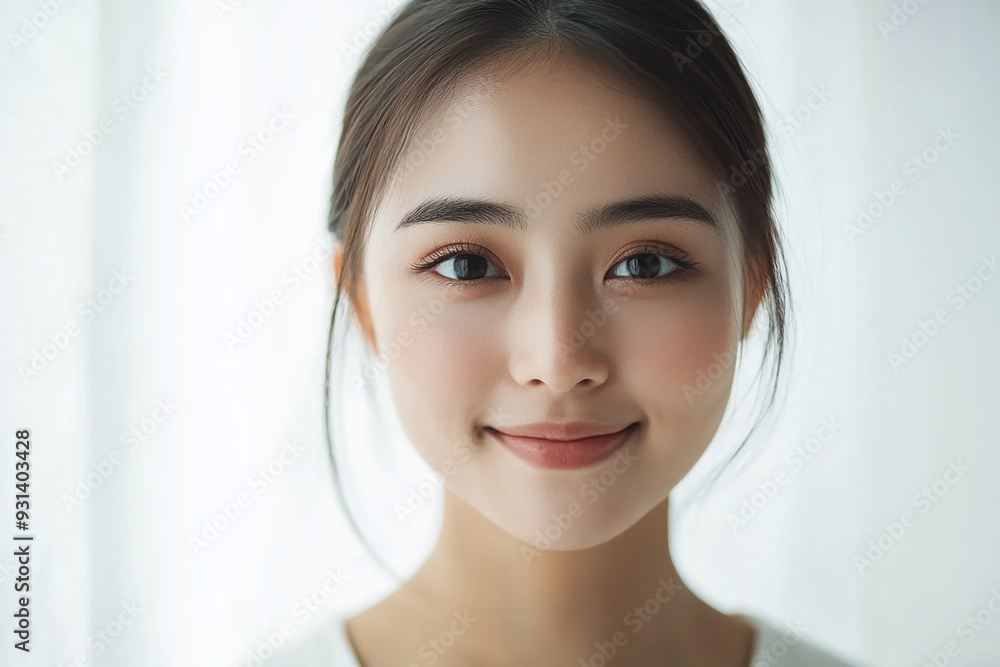Asian woman positive smile on white background, beauty positive smile Asian woman positive smile on white background, beauty positive smile