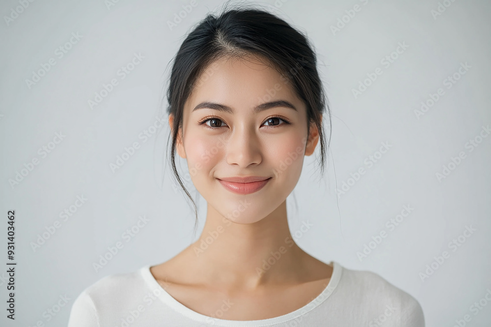 Asian woman positive smile on white background, beauty positive smile Asian woman positive smile on white background, beauty positive smile