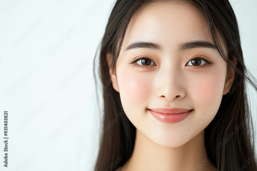 Asian woman positive smile on white background, beauty positive smile Asian woman positive smile on white background, beauty positive smile