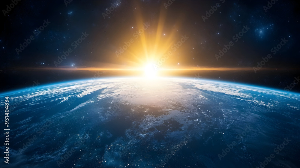 blue sunrise, view of earth from space blue sunrise, view of earth from space