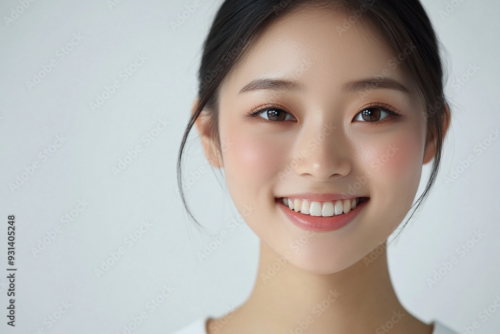 Asian woman positive smile on white background, beauty positive smile Asian woman positive smile on white background, beauty positive smile