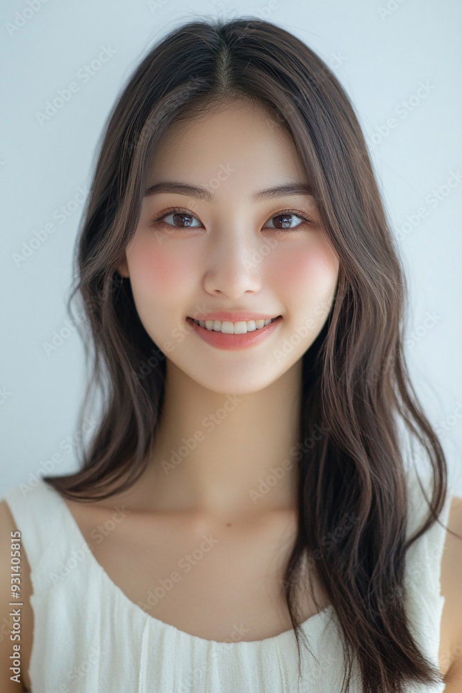 Asian woman positive smile on white background, beauty positive smile Asian woman positive smile on white background, beauty positive smile