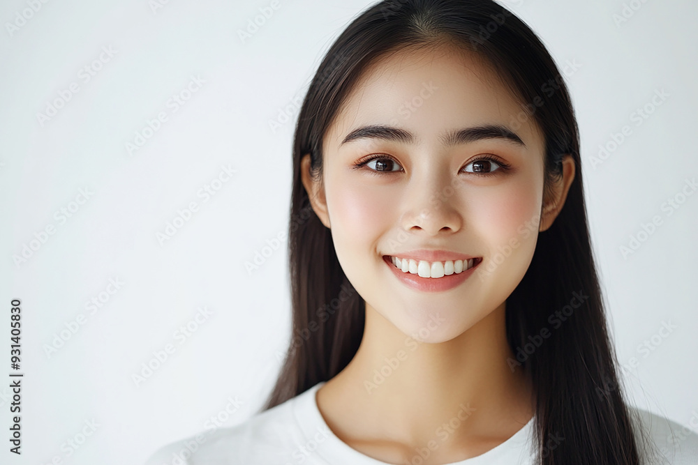 Asian woman positive smile on white background, beauty positive smile Asian woman positive smile on white background, beauty positive smile