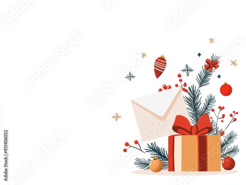 Holiday marketing campaign, Christmas-themed email templates, flat design illustration