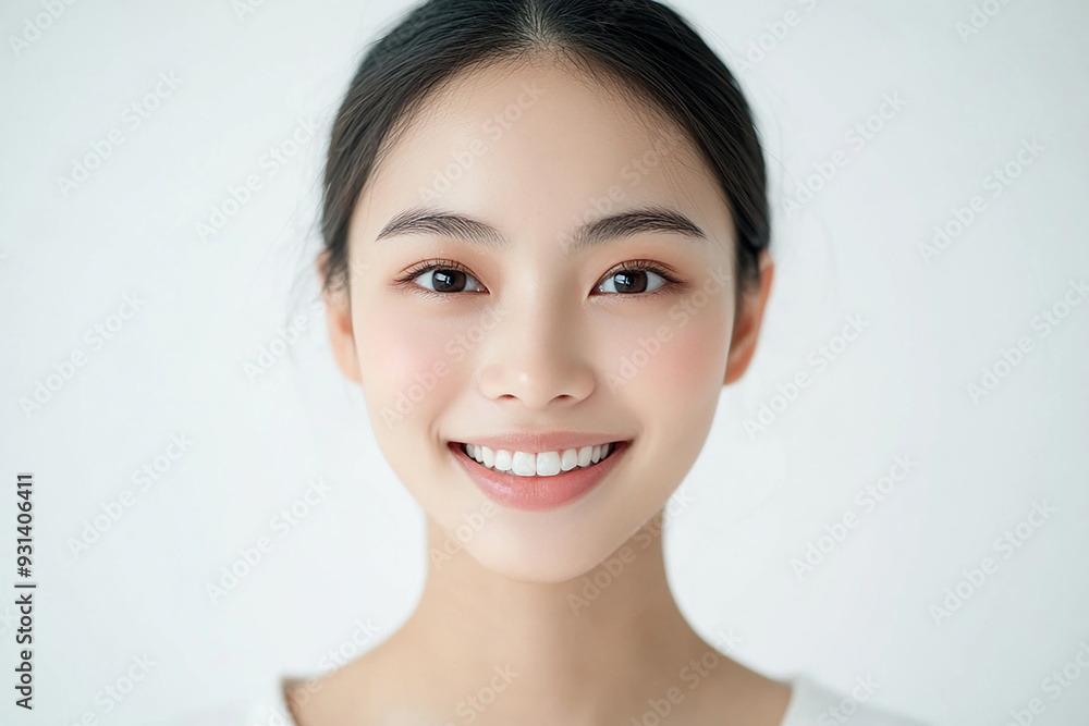 Asian woman positive smile on white background, beauty positive smile Asian woman positive smile on white background, beauty positive smile