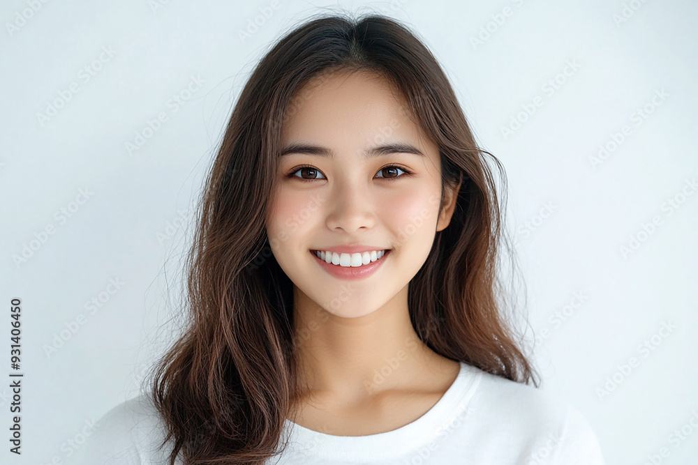 Asian woman positive smile on white background, beauty positive smile Asian woman positive smile on white background, beauty positive smile