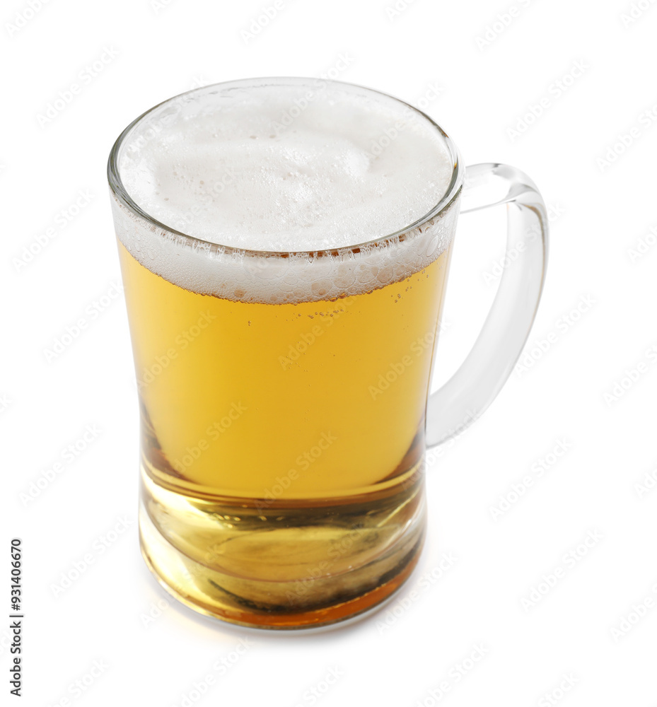 Glass mug of light beer isolated on white Glass mug of light beer isolated on white