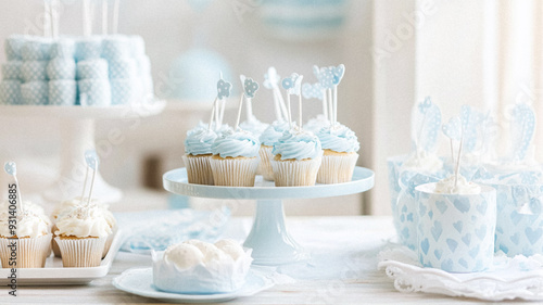 Baby shower or baby welcoming celebration at home, party decor and holiday decoration idea