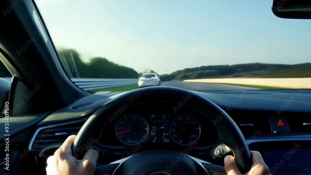Black car is speeding down a highway at night, with motion blur indicating its high speed. The image evokes a sense of adventure and freedom Black car is speeding down a highway at night, with motion blur indicating its high speed. The image evokes a sense of adventure and freedom