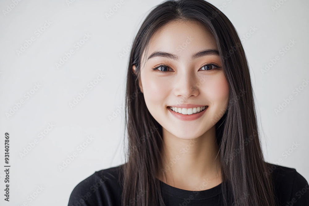 Asian woman positive smile on white background, beauty positive smile Asian woman positive smile on white background, beauty positive smile