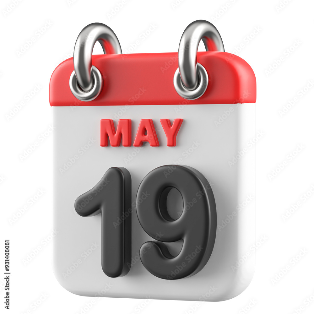 19th May Calendar Icon 3D Render 19th May Calendar Icon 3D Render