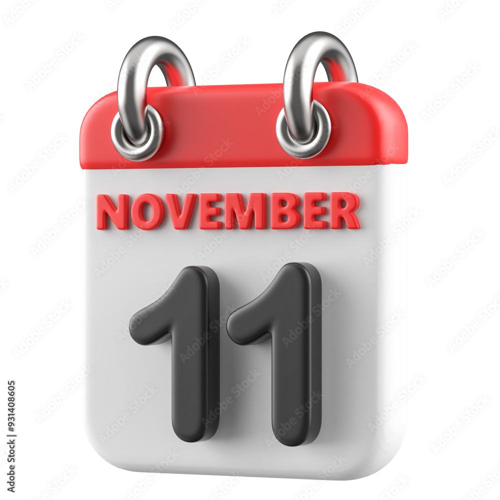 11th November Calendar Icon 3D Render 11th November Calendar Icon 3D Render
