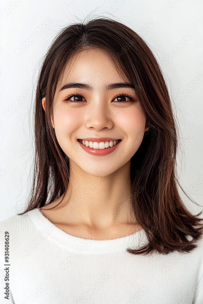 Asian woman positive smile on white background, beauty positive smile Asian woman positive smile on white background, beauty positive smile