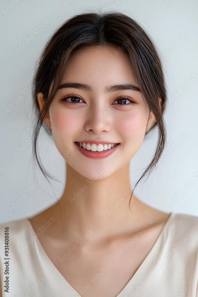Asian woman positive smile on white background, beauty positive smile Asian woman positive smile on white background, beauty positive smile