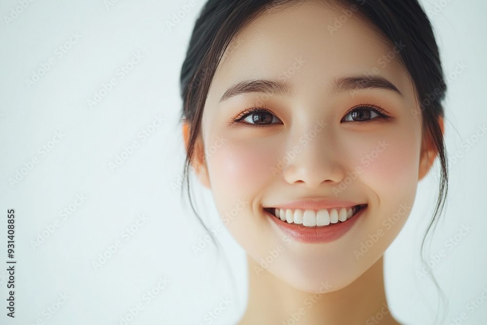 Asian woman positive smile on white background, beauty positive smile Asian woman positive smile on white background, beauty positive smile