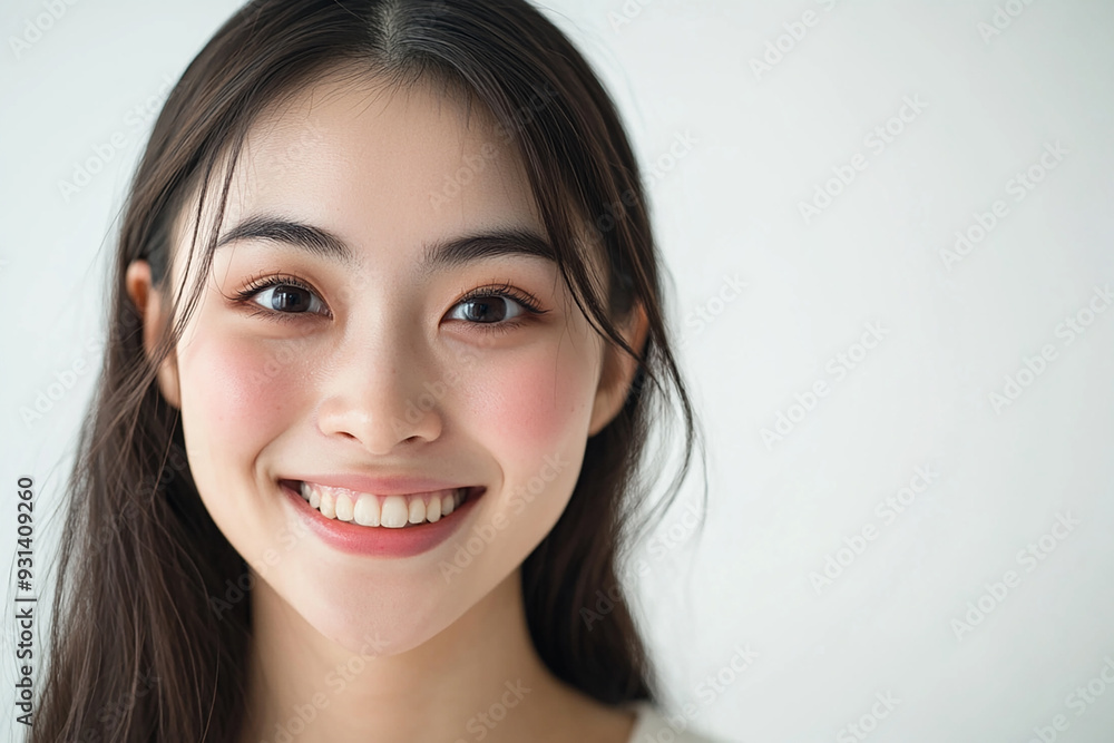 Asian woman positive smile on white background, beauty positive smile Asian woman positive smile on white background, beauty positive smile
