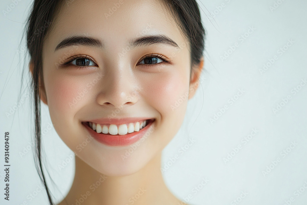 Asian woman positive smile on white background, beauty positive smile Asian woman positive smile on white background, beauty positive smile
