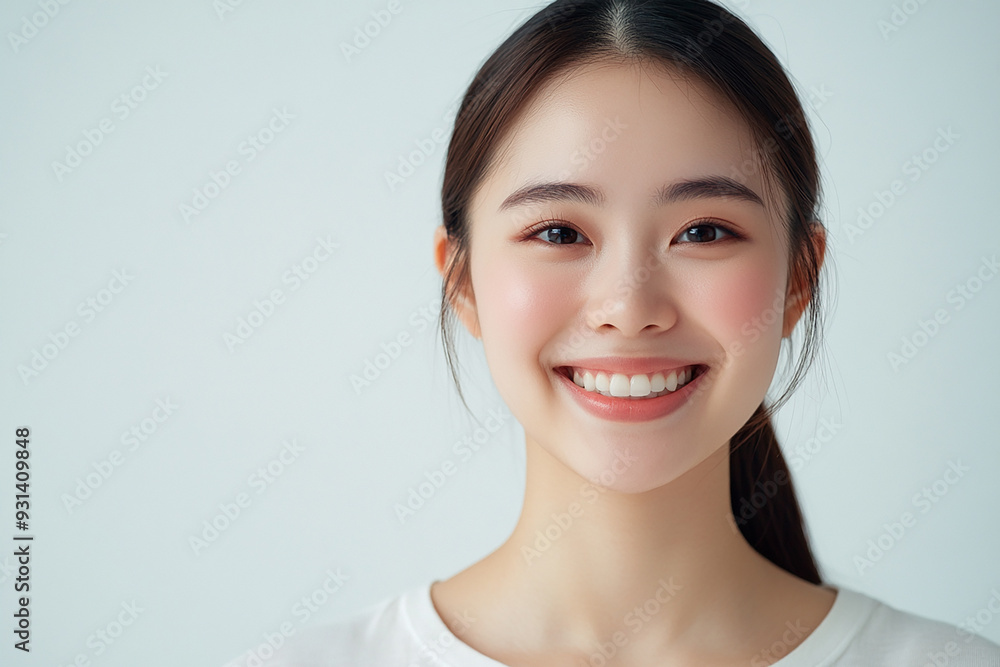 Asian woman positive smile on white background, beauty positive smile Asian woman positive smile on white background, beauty positive smile