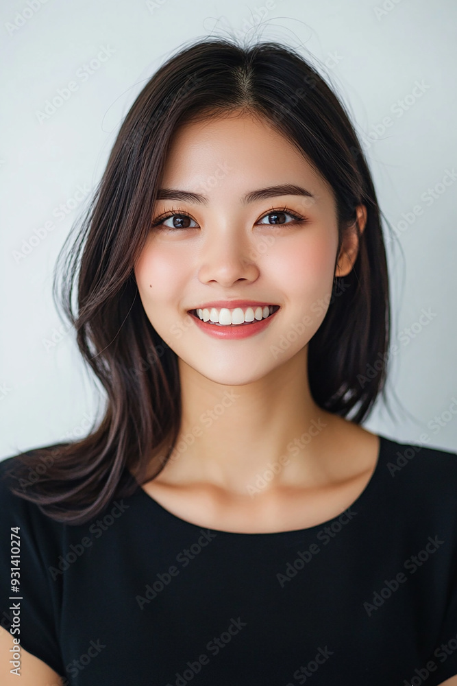 Asian woman positive smile on white background, beauty positive smile Asian woman positive smile on white background, beauty positive smile